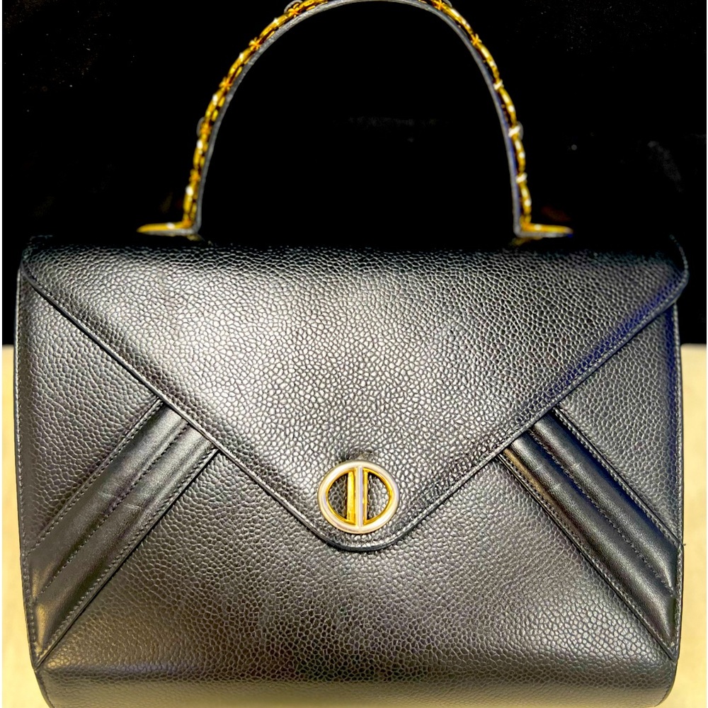 Vintage Christian Dior Black Leather Hand Bag